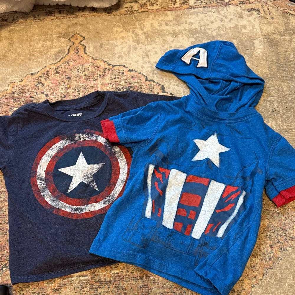 Marvel Captain America Short Sleeve Tees - Blue and Red